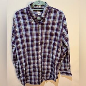 Peter‎ Millar Plaid Cotton Button Front Dress Shirt Purple Blue Sz Large